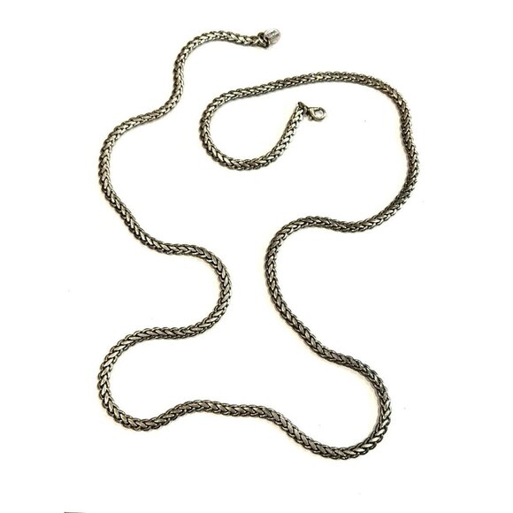 Anne Klein Jewelry - ANNE KLEIN 35" SILVER WHEAT FOXTAIL WOVEN CHAIN NECKLACE Glam Era 1980S EUC
